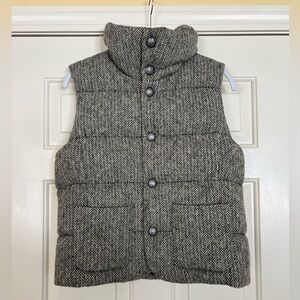 Ralph Lauren’s Rugby Line - Black & Cream Herringbone - wool w/ down fill Vest-🐎